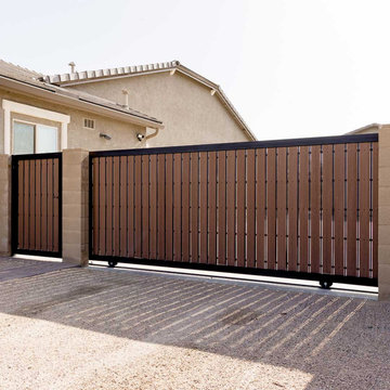 Rolling Composite Wood and Iron Gate
