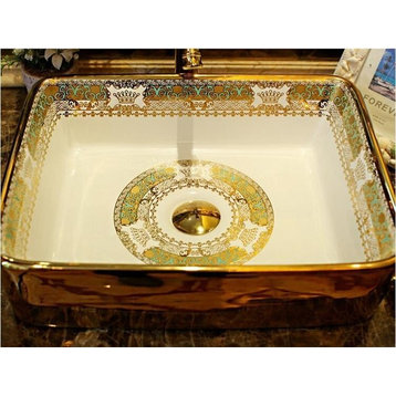 Arezzo Mosaic Gold Rectangular Countertop Bathroom Sink