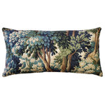 Pillow Decor - Somerset Woods by Day Throw Pillow 12x24, with Polyfill Insert - This rectangular 12x24 inch throw pillow is brought to life with a wonderful forest scene is blues, greens, creams and browns. Made from a 100% cotton and backed with a soft, solid-color, cream cotton canvas, this larger than life throw pillow will invite you to escape it all.