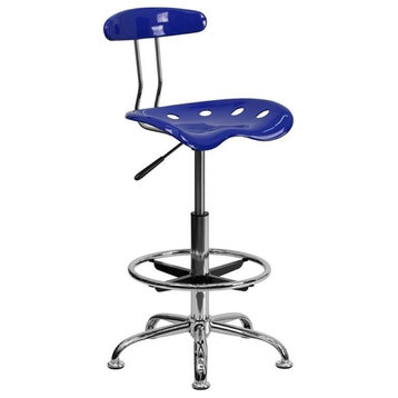 Scranton & Co Adjustable Chrome Drafting Chair in Blue
