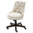 Desk Chair Adjustable Height Swivel Tilt, Nailhead Trim With Wheels, Beige