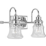 Progress Lighting - Litchfield 2-Light Bath - A casual, coastal-inspired collection. Litchfield features an hourglass-inspired column complemented by a crisp Chrome finish. Uses (2) 60-watt medium bulbs (not included).