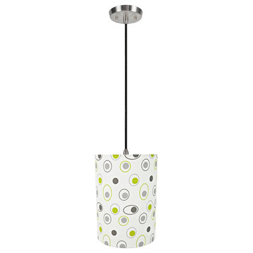 Aspen Creative 71130-11, 1-Light Fabric Lamp Shade Hanging Pendant, Off White
