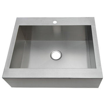 Gourmetier Drop-In 30" Single Bowl Farmhouse Kitchen Sink, Brushed