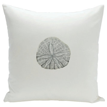 Polyester Decorative Pillow, Sanddollar, Whisper Blue, Grey, 16"x16"