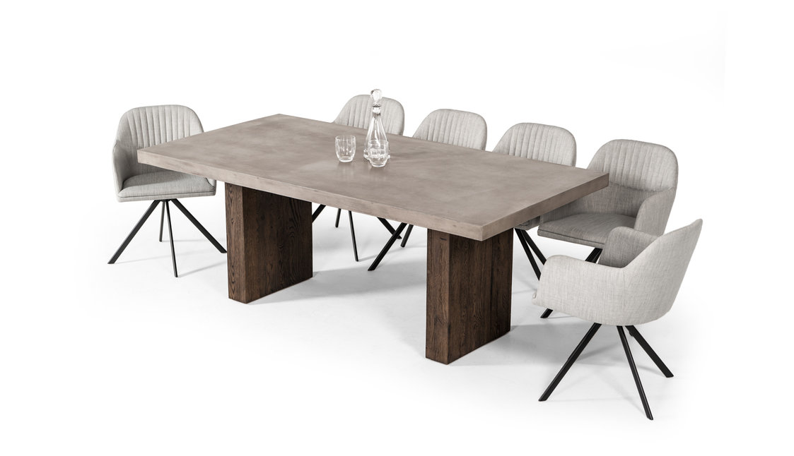 Modrest Rime Modern Concrete and Oak Dining Table