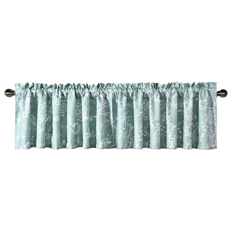 La Boheme Printed Curtain Valance, Teal Turqoise