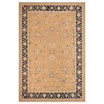 Bareens Designer Rugs - Classic Ziegler Angelina Brown Blue Hand-Knotted Wool Rug - 10'0'' x 13'9'' - Enhance the ambiance of your home with this magnificent Persian-influenced Turkish hand-knotted rug made by skilled artisans capable of creating the most exceptional vegetable dyes and hand-spun wool. This exquisite handmade rug is a one-of-a-kind Peshawar Kafkaz, otherwise identified as Chobi, Chobi Peshawar, Oushak, or Ziegler rug. These handmade rugs are crafted in Pakistan utilizing superior-quality wool imported from Australia, New Zealand, and Korea in two types of weaves: the Persian weave and the Mori weave. This rug is meticulously crafted by hand using the finest natural vegetable dyes extracted from local plants. The artisans use a blend of hand-spun local and fine merino wool, resulting in a rug with a compelling texture, higher lanolin content, and longer staple. The artisans occasionally incorporate natural or artificial silk into the pile to enhance specific motifs. The finished product is an awe-inspiring execution of flawless design and an understated palette that exudes elegance.