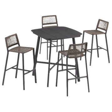 Eiland 5-Piece Bar Table Set, Carbon and Mocha