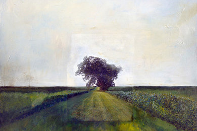 Lone Tree - Original Contemporary Mixed Media and Oil on Canvas. 24" x 24" For s