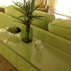 Waterfall style Lucite console tables - Console Tables