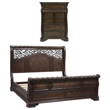 Home Square 2-Piece Set with Arbor Place 6-Drawer Chest & King Sleigh Bed
