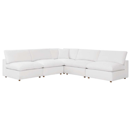 Modular Sectional Deep Sofa Set, White, Fabric, Modern, Lounge Cafe Hospitality