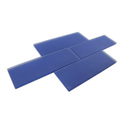 3x9 Cobalt Blue Frosted Subway Glass Tiles - Home Accessories & Decor