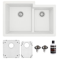 Karran 32" Undermount Double Bowl 60/40 Quartz Kitchen Sink Kit, White