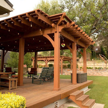 Pergola Covered Deck: Lattice Full Wrap Cantilever Roof