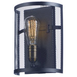 Maxim - Maxim 20112 Palladium 10" Industrial Mesh Shade Wall Sconce - Black / Natural - Popular in today&#39;s interior design is this industrial collection featuring frames of metal mesh finished in Black and accented with cast Natural Aged Brass accents looks great with vintage carbon filament bulbs. A large variety of size and price points are provided to satisfy everyone from the discriminate designer to the building contractor. Features Crafted of steel and brass Comes with a black metal shade Requires (1) 60 watt Medium (E26) bulb Capable of being dimmed Rated for dry locations Meets ADA standards Covered by Maxim&#39;s limited 1 year warranty Dimensions Height: 10-1/4" Width: 7-3/4" Depth: 4" Product Weight: 3.0 lbs Electrical Specifications Bulb Base: Medium (E26) Number of Bulbs: 1 Bulb Included: No Watts Per Bulb: 60 watts Wattage: 60 watts Voltage: 120 volts