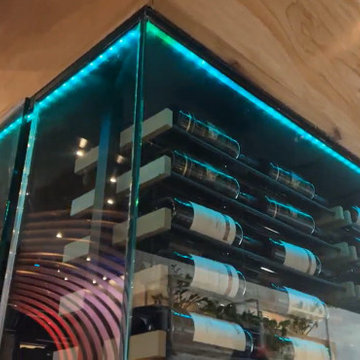 Adjustable RGB Lighting in this Commercial Wine Cellars