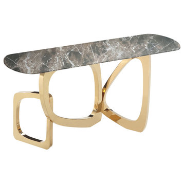 Modrest Colton Glam Brown and Gold Console Table