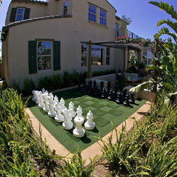 Giant Plastic Chess Set on Synthetic Chessboard - Outdoor Products