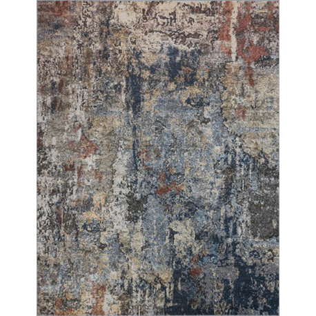 Billings Contemporary Abstract Area Rug, Navy, 5'x7'