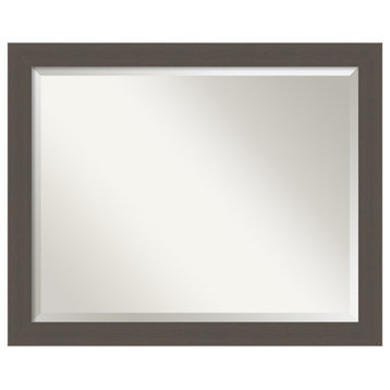 Brushed Pewter Beveled Wall Mirror - 31.5 x 25.5 in.