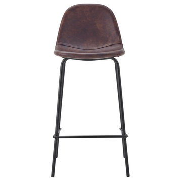 Connor Upholstered Counter Stool With Metal Base, Set of 2, Brown