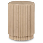 Meridian Furniture - Ronin End Table, Natural - Indulge in the allure of this Ronin Natural End Table. This table is sophisticated and charming, with a stunning natural oak finish and a fluted design that enhances the visual appeal of any living room or den. It's built from solid wood, MDF, and oak veneer, ensuring its durability and making it the focal point of any gathering. The natural wood grain variation gives this end table a unique appearance, while its mid-century design enables it to blend seamlessly into any space you choose to use it in.