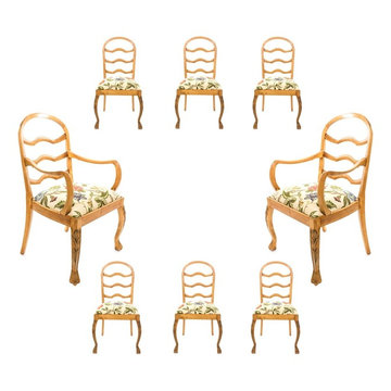 SET OF EIGHT VINTAGE CHIPPENDALE STYLE DINING CHAIRS