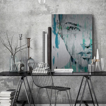 "Half Face Portrait" Painting Print on Brushed Aluminum