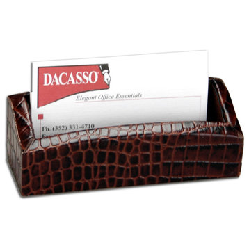 A2007, Brown Crocodile Embossed, Business, Card, Holder