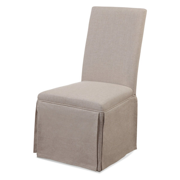 Skirted Parsons Chairs, Set of 2, Natural Linen
