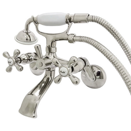 KS266PN Vintage 6" Adjustable Wall Mount Clawfoot Tub Faucet, Polished Nickel