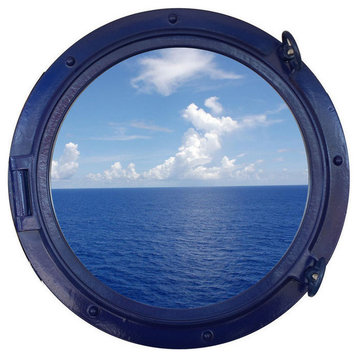 Decorative Ship Porthole Window, Navy Blue, 24''