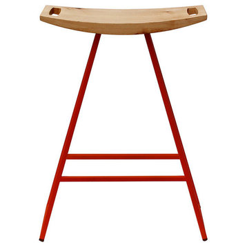 Roberts Counter Stool, Solid Maple, Red