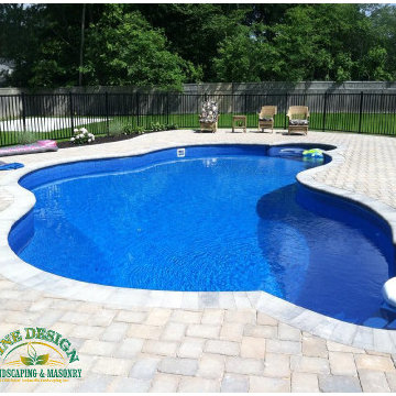 Tumblestone Herringbone Pattern Pool Patio