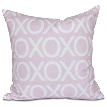 Valentine Print Outdoor Pillow, Pale Pink, 18"x18"