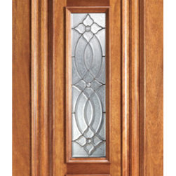 Mahogany Center Lite House Single Door with Decorative Glass - Front Doors