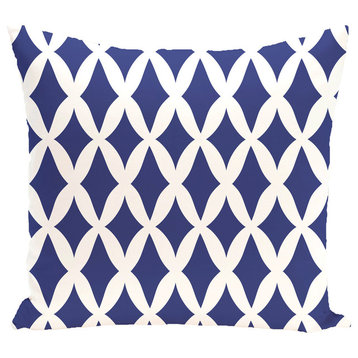 Lattice Kravitz Geometric Print Pillow, Blue Suede, 16"x16"