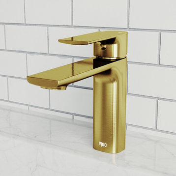 VIGO Davidson Single Hole Bathroom Faucet, Matte Gold