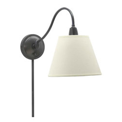 House of Troy Hyde Park Wall Lamp Oil Rubbed Bronze w/White Linen Shade - Wall Sconces