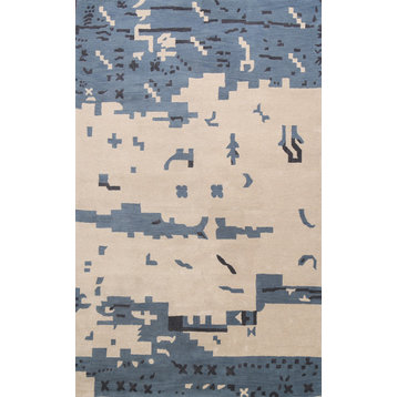 Modern Abstract Oriental Living Room Area Rug Hand-tufted Wool Carpet 8x11