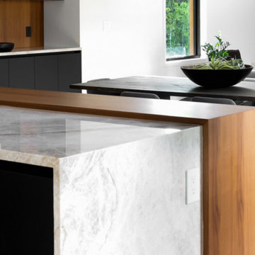 Black White & Wood Modern Kitchen Elegant Dark Hue Warm Tone Designed By Darash