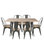 LumiSource Oregon 7-Piece Farmhouse Dining Set, Gray and Brown