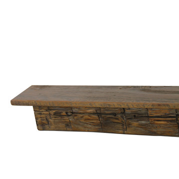 Reclaimed Pine Floating Mantel Shelf, 5.5"x7"x59", Chunky, Antique, 1800's