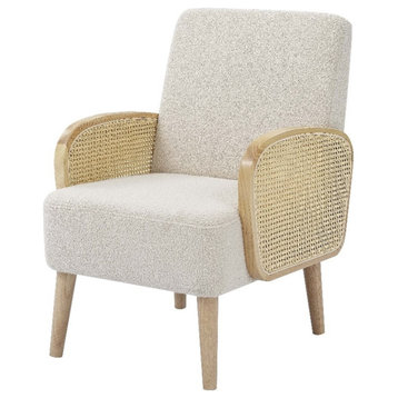 Partner Furniture Teddy Fleece Fabric Demarest Accent Chair in Almond Color