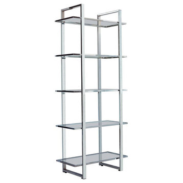 Hartford Glass Shelf Bookcase Chrome