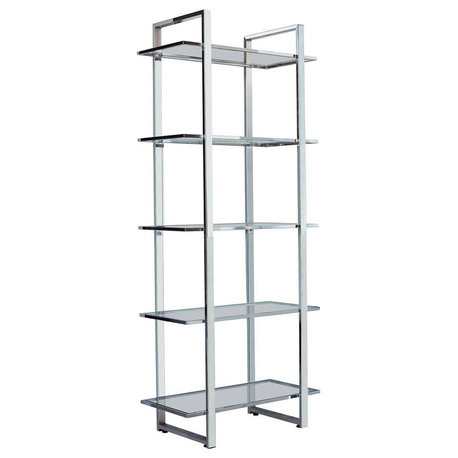 Hartford Glass Shelf Bookcase Chrome
