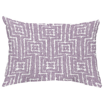 Woven Tiki 14"x20" Abstract Decorative Outdoor Pillow, Purple