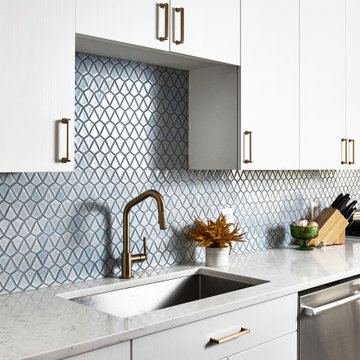 Textured White and Blue NE Kitchen